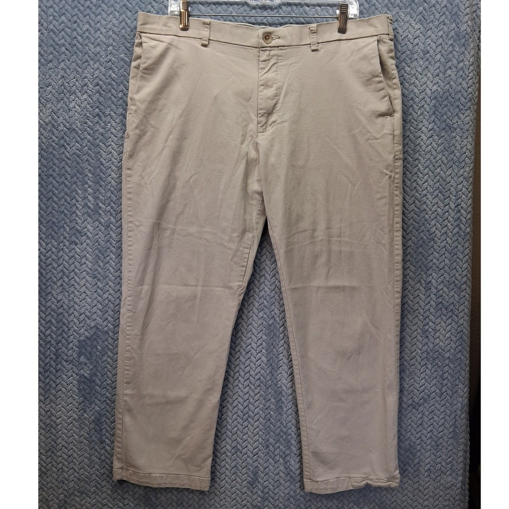 Haggar Premium Soft Chino Khaki Straight Fit Pants Mens 38x30 Tan Stretch